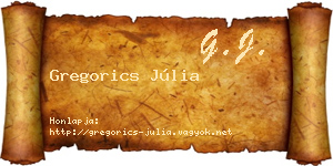 Gregorics Júlia névjegykártya
